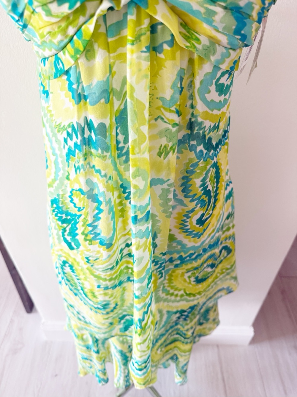 Vintage Deadstock Y2K Sangria Silk Beaded Halter Neck Summer Dress Size 14 - Picture 5 of 10